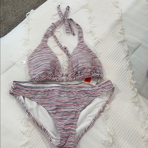 GAP Striped Print Swimsuit Set Size Small